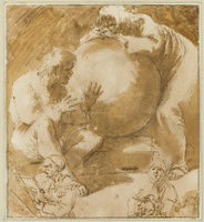 E 009
<br/>
Heraclitus en Democritus bij wereldbol
<br/>
<em>Rosa, Salvator (1615-1673)</em>